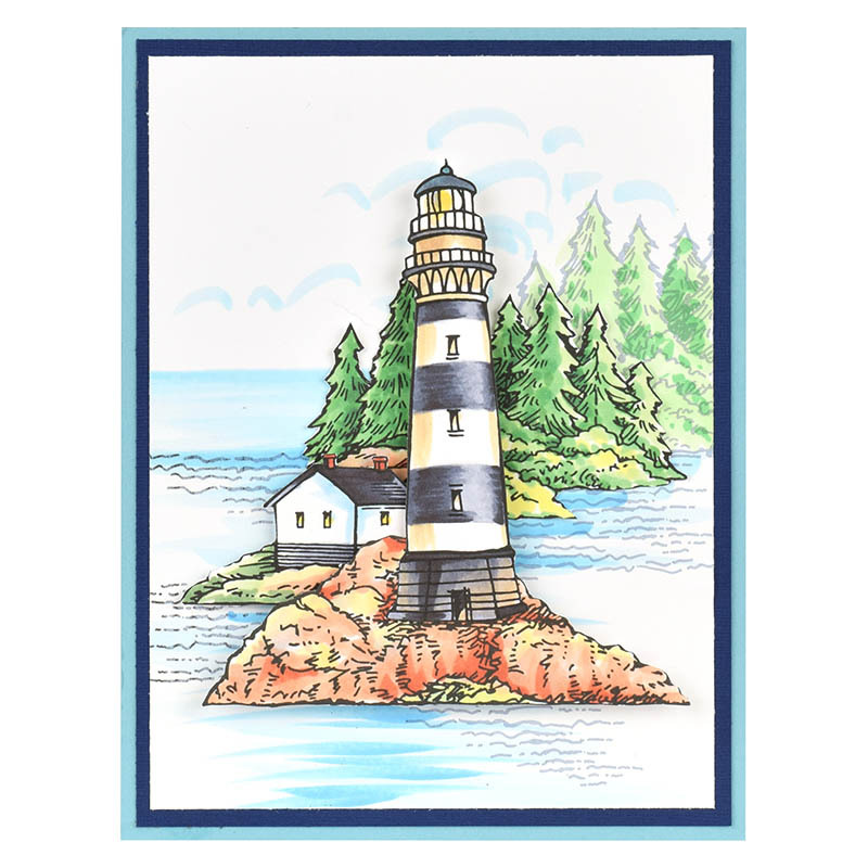 Stampendous Cling Stamp Build a Lighthouse with with Template