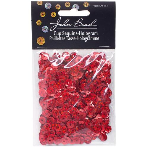 John Bead 10mm Round Red Sequins