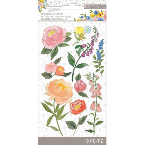 K&Company Antique Garden Floral Blooms Vellum and Embossing Stickers