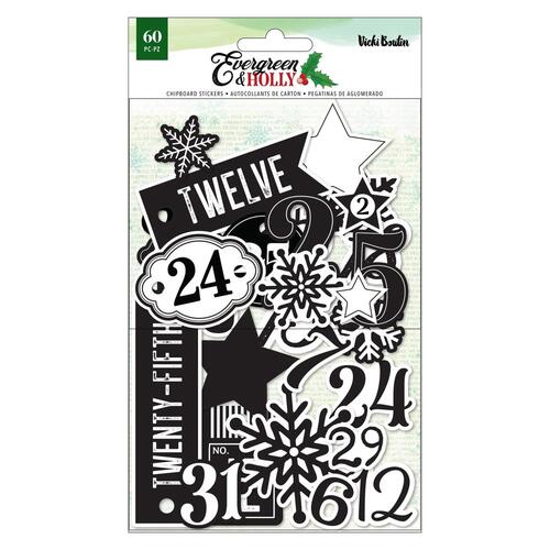 Vicki Boutin Evergreen & Holly Mixed Chipboard Stickers