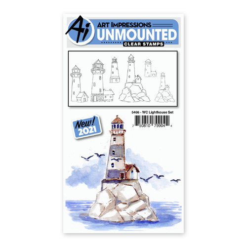 Art Impressions Watercolours Lighthouse Stamp Set