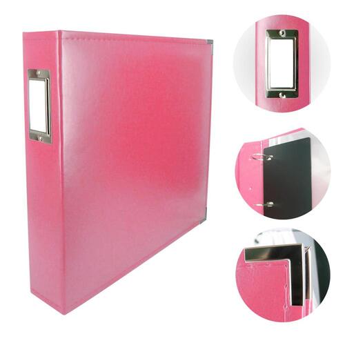 Couture Creations Strawberry Pink Classic Superior Leather D-Ring Album