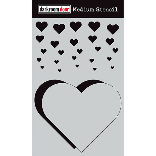 Darkroom Door Medium Stencil Cascading Hearts