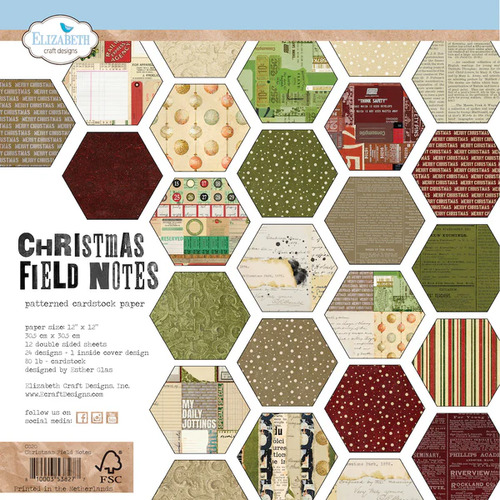 Elizabeth Craft Christmas Field Notes Patterned Cardstock Pack