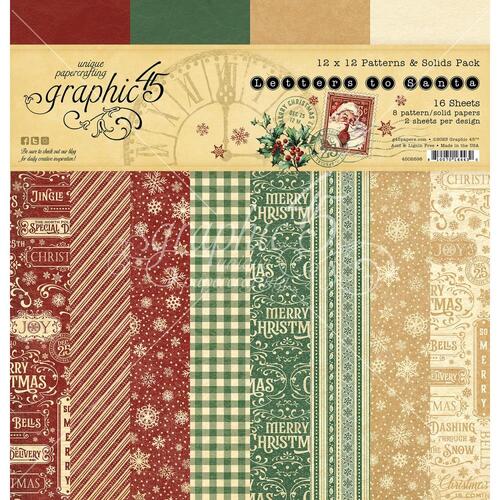 Graphic 45 Letters to Santa 12" Patterns & Solids Pack
