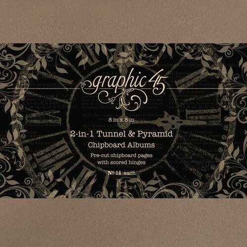 Graphic 45 Staples 2-in-1 Tunnel & Pyramid 8x8" Chipboard Albums