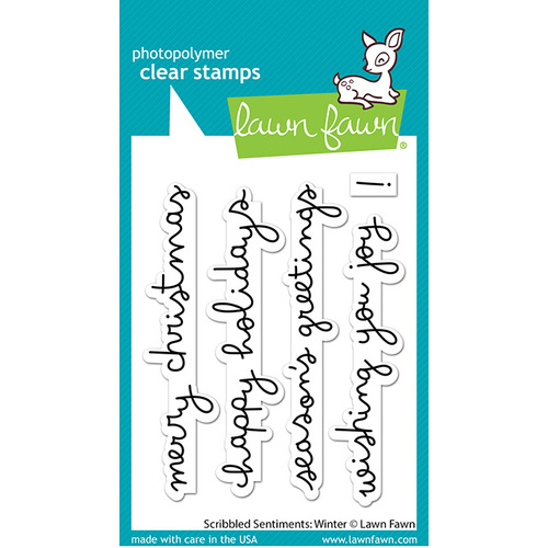 Lawn Fawn Scribbled Sentiments : Winter Stamp