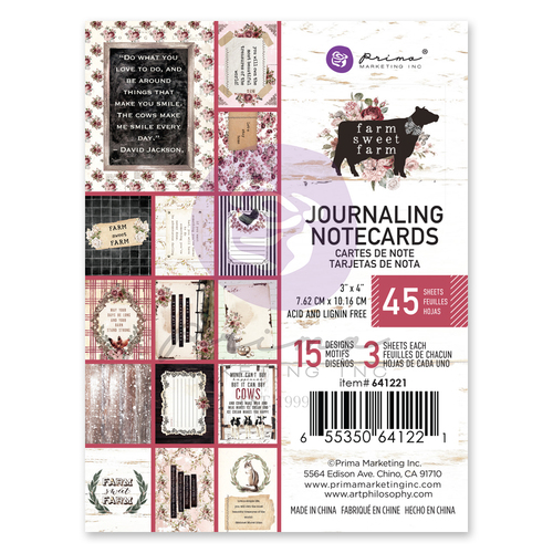 Prima Farm Sweet Farm 3x4" Journaling Cards