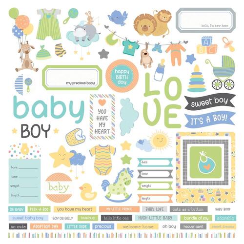 PhotoPlay Hush Little Baby Boy Elements Sticker Sheet