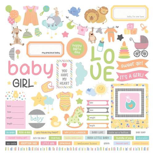 PhotoPlay Hush Little Baby Girl Elements Sticker Sheet
