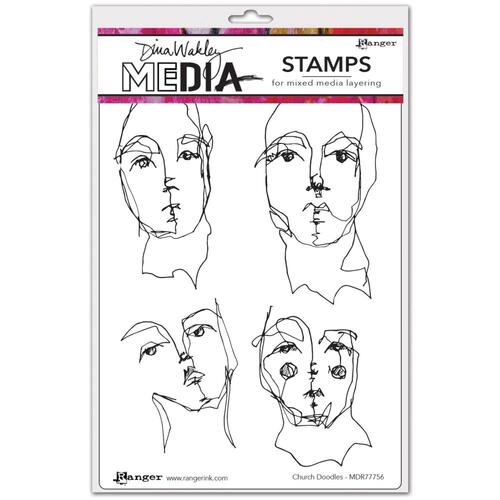 Dina Wakley MEdia Church Doodles Stamp