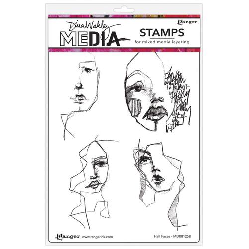 Dina Wakley MEdia Half Faces Stamp