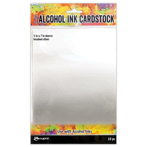 Tim Holtz Alcohol Ink Card Stock 5x7" Brushed Silver