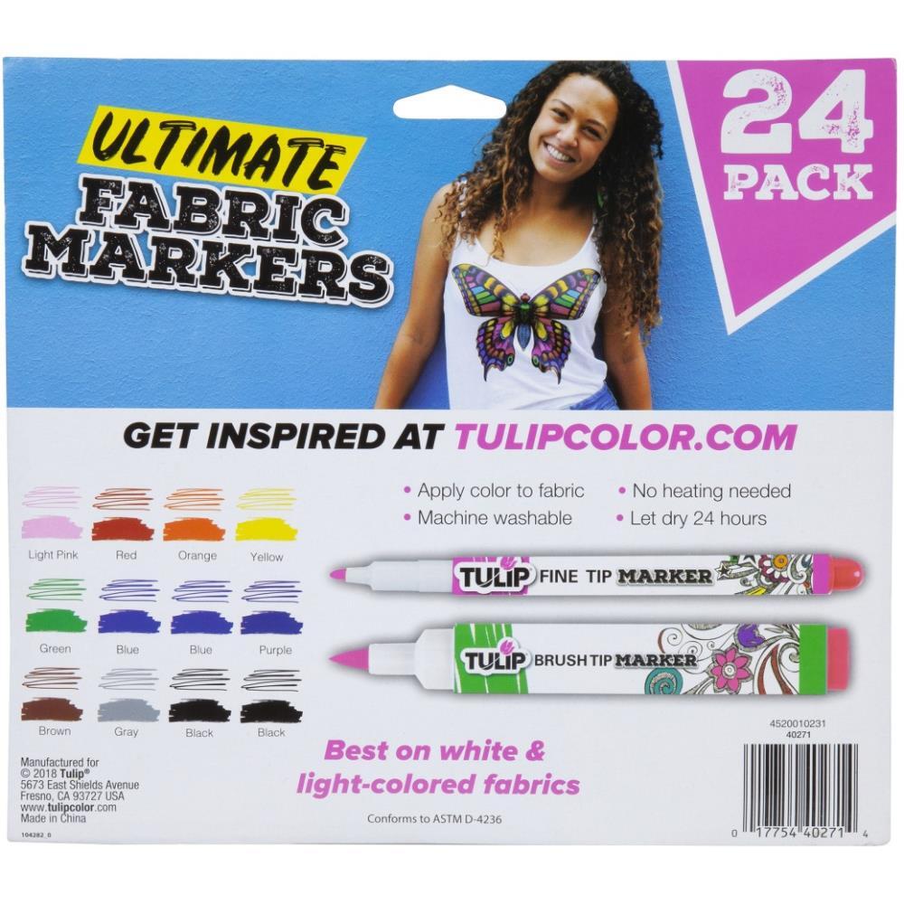 Tulip Fine Tip Fabric Markers - Rainbow (12 Pack)