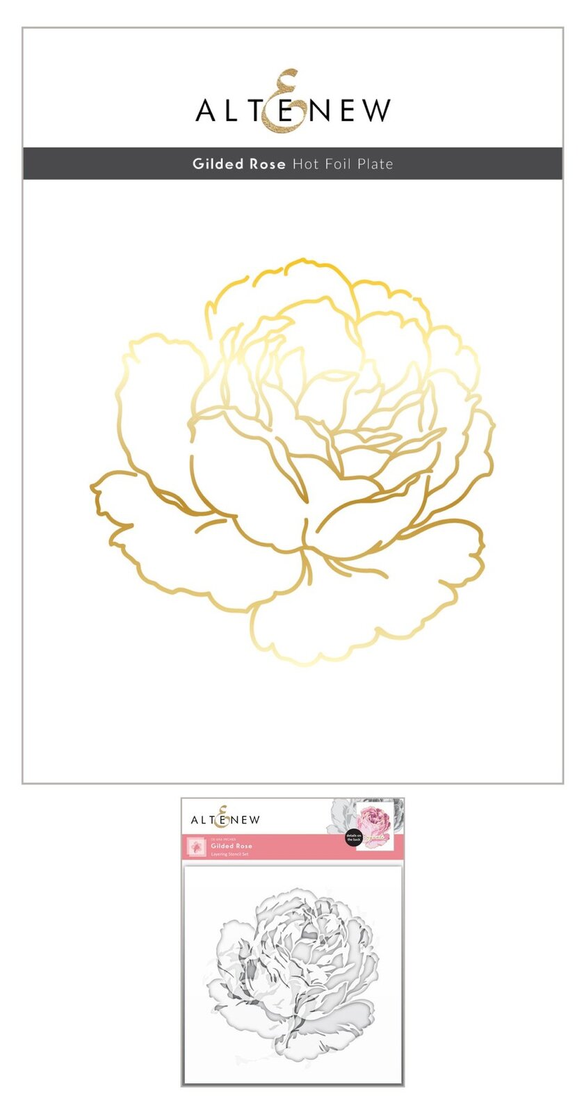 Altenew Gilded Rose Hot Foil Plate & Layering Stencil Bundle