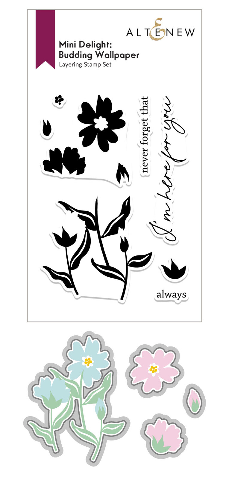 Altenew Mini Delight: Budding Wallpaper Stamp & Die Set