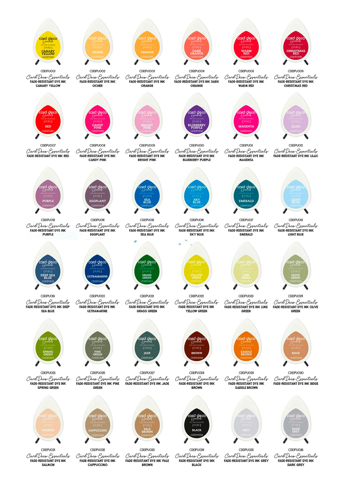 Versacolor Ink Pads Colour Chart