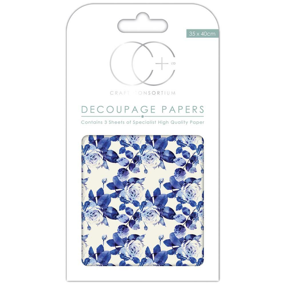 3 Pack Craft Consortium English Rose Decoupage Papers 13.75 x 15.75
