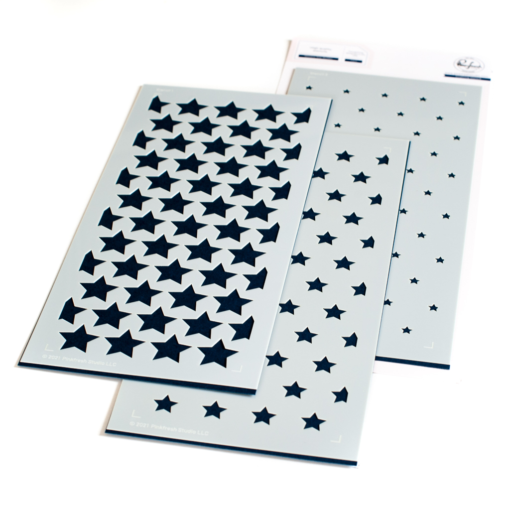 PinkFresh Studio Slimline Stars Builder Layering Stencil