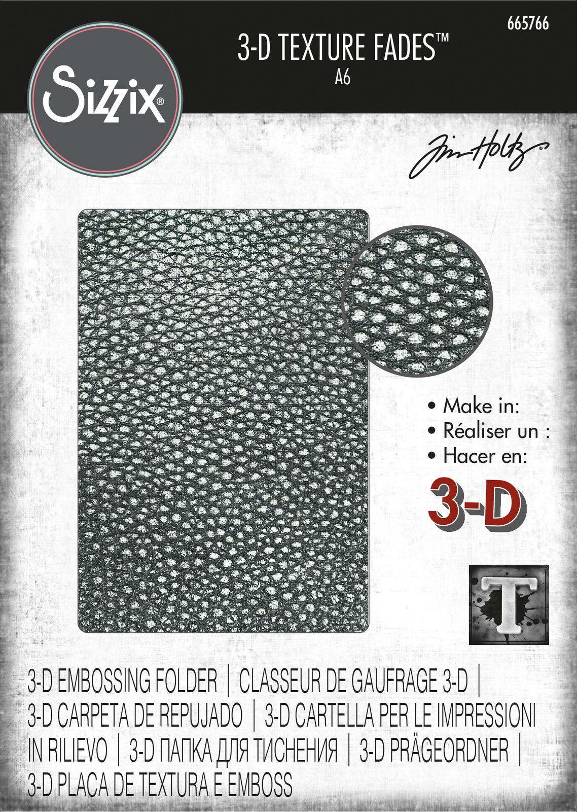 Tim Holtz Cracked Leather 3-D Texture Fades Embossing Folder<br>