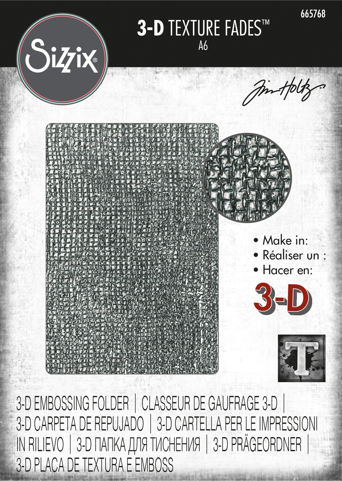 Tim Holtz Woven 3-D Texture Fades Embossing Folder<br>