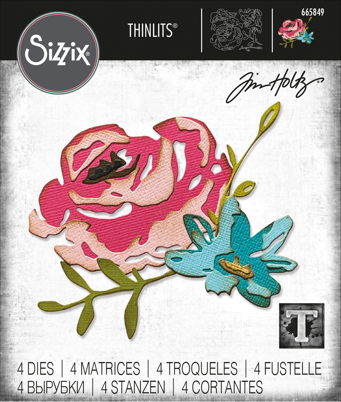 Tim Holtz Brushstroke Flowers #4 Thinlits Die Set<br>