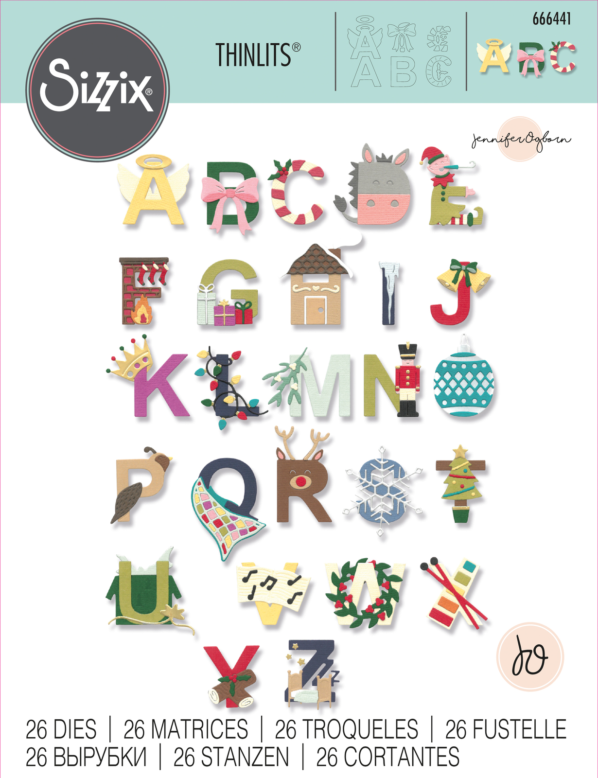 Sizzix Christmas Alphabet Thinlits Die Set