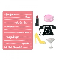 Sizzix Thinlits Die & Textured Impressions Embossing Set Bonjour Chic 5pc by Courtney