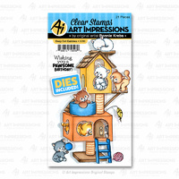 Art Impressions Critter Cubbies Stamp & Die Set Cozy Cat