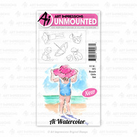 Art Impressions Watercolours Stamp Beach Girls