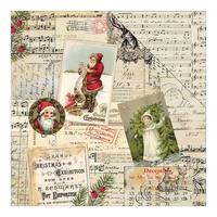 Authentique 12x12" Cardstock Classic Christmas Three Vintage Collage & Cream Music