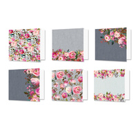 Hunkydory Design Essentials Card Blanks with Envelopes 6x6" Floral Watercolours