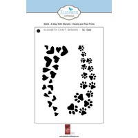Elizabeth Craft Designs Stencil A Way With Stencils Hearts & Pawprints by Suzanne