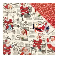 Authentique 12x12" Cardstock Retro Christmas Four Newspaper Clips & Candy Cane Pattern