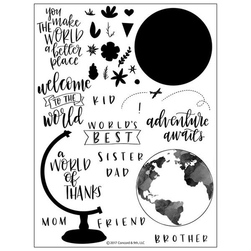 Concord & 9th Clear Stamp Set 6x8" Globe Greeting