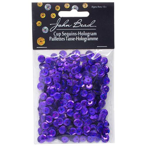 John Bead 6mm Round Purple Sequins