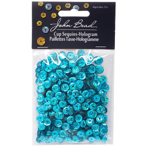 John Bead 6mm Round Peacock Blue Sequins