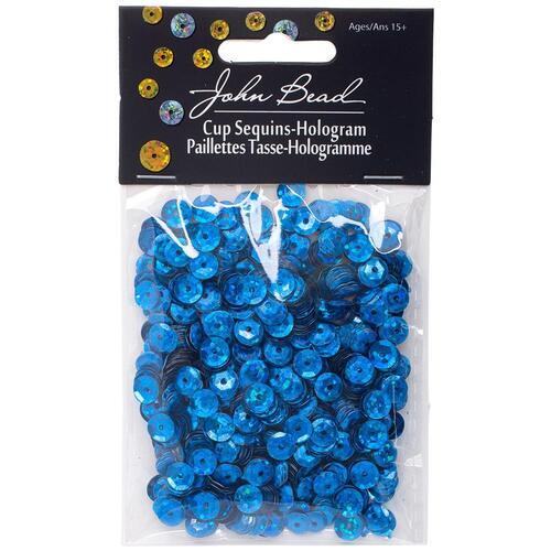 John Bead 10mm Round Royal Blue Sequins