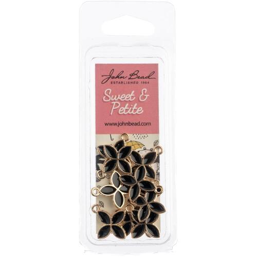 John Bead Sweet & Petite Black Four Petal Charms