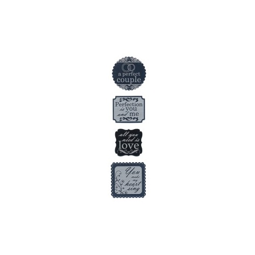 Momenta Silver Word Romance Embellishments