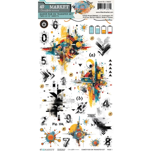 49 and Market Level Up - 6 x12 Gamer Rub-on Transfer Set
