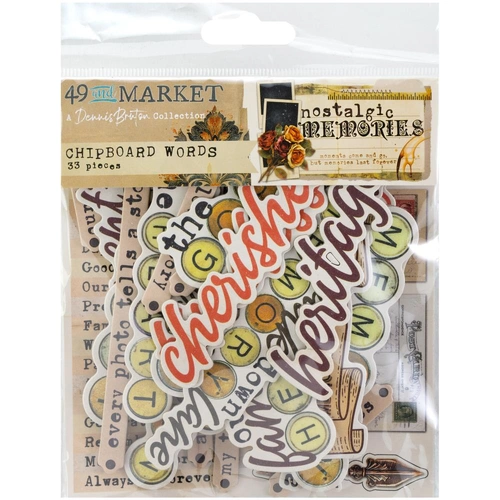 49 and Market Nostalgic Memories - Chipboard Words