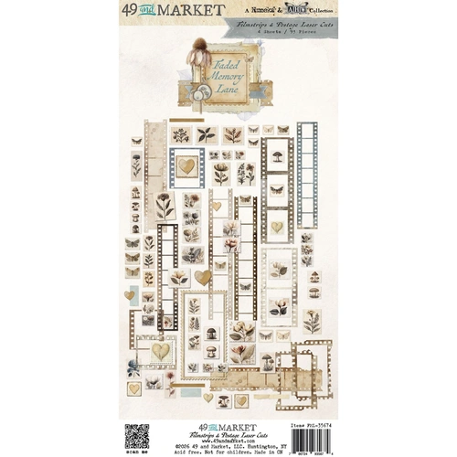 49 and Market Faded Memory Lane - Laser Cut Outs - Filmstrips & Postage