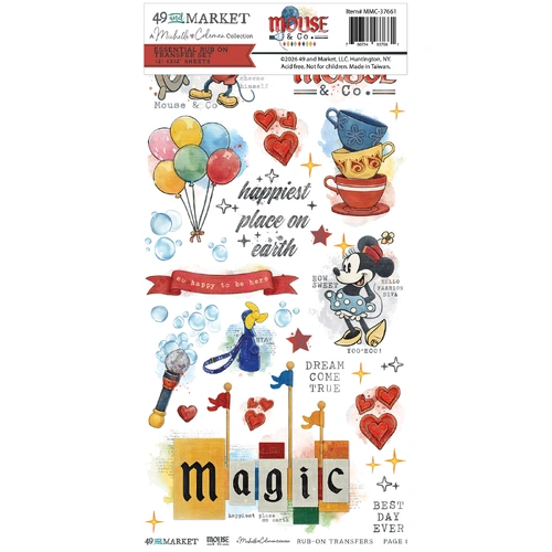 49 and Market Mouse & Co. 6 x12 Essential Rub-on Transfer Set