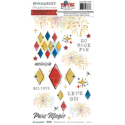 49 and Market Mouse & Co. 6 x12 Blendable Rub-on Transfer Set