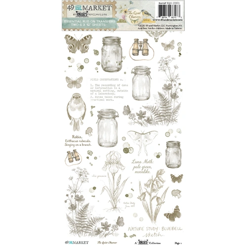 49 and Market The Quiet Observer 6 x12 Essential Rub-on Transfer Set