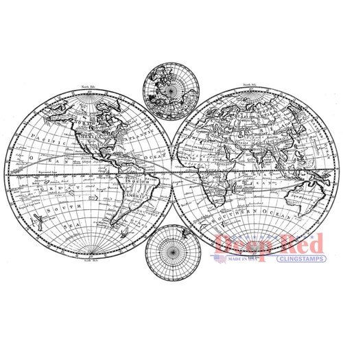 Deep Red Stamps Cling Stamp Olde World Map