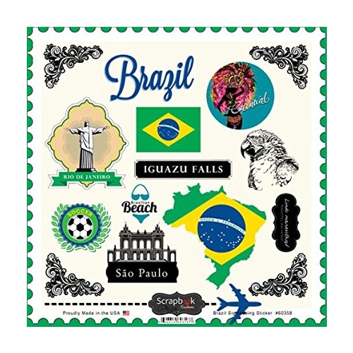 Scrapbook Customs Sticker Brazil Sightseeing 