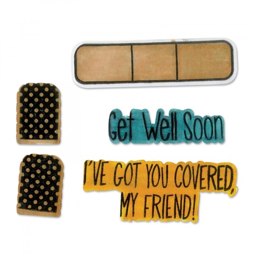 Sizzix Framelits Die & Stamp Set Get Well Soon 4pc by Stephanie Barnard