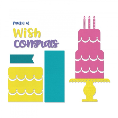 Sizzix Framelits Die & Stamp Set Make a Wish Cake